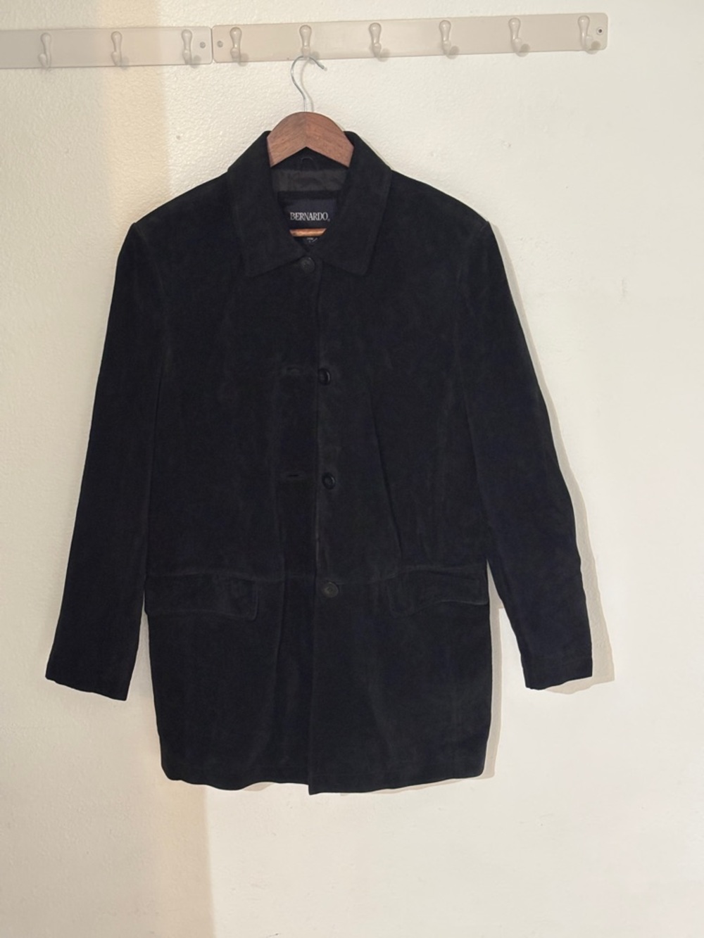 Bernardo Black Suede Trench Coat